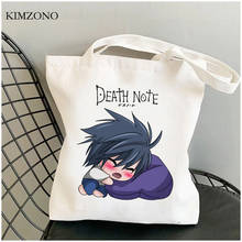 Sacola de compras death note, bolsa eco de algodão reutilizável para compras, bolsa de juta, tecido, bolsa de tecido, sacola, rede 2024 - compre barato