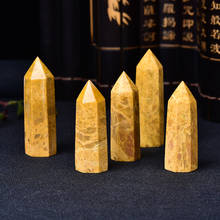1pc Natural Stone Crystal Point Healing Obelisk Yellow Quartz Wand Beautiful Ornament for Home Decor Energy Stone Pyramid 2024 - buy cheap