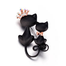 Doble broche de gato negro personalidad para mujer joyería para solapas broches personalidad para abrigo chaqueta de diamantes de imitación Pins lindo gatito 2024 - compra barato