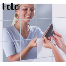 9PCS/Set Square Mirror Wall Sticker Kitchen Wall Mirror Tiles Waterproof Bathroom Wall Sticker Silver Home Decoration 2024 - buy cheap