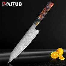 XITUO Damascus Chef's Knife 8"inch Japanese Damascus Steel Salmon Slicing Kitchen knife Meat Cleaver Santoku Solidified Wood HD 2024 - buy cheap