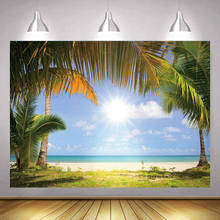 Bright Sunshine Summer Beach Photography Background Palm Trees Blue Sky Room Decor Natural Scenic Backdrop For Photography 2024 - buy cheap