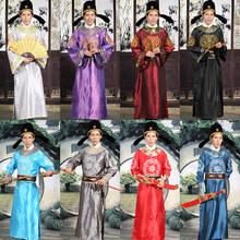 Venda quente novo homem tang terno chinês tradicional antigo hanfu homem cosplay traje mais cores roupas de palco para homens robe 2024 - compre barato