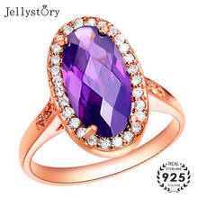 Jellystory anel de prata esterlina 925, com 8x15mm, em forma oval, de rubi, ametista, zircônio, pedras preciosas, para mulheres, festa de casamento 2024 - compre barato