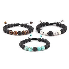 Ajustable roca de lava piedra aceite esencial pulsera difusora de ansiedad meditación relajación curación aromaterapia para mujeres hombre regalo 2024 - compra barato