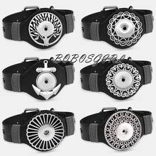 New   Adjustable Snap bracelet Vintage Metal punk leather 18mm Snap button bracelet  For Men Jewelry DIY BR8818 2024 - buy cheap