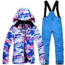 Зимний детский лыжный костюм для мальчиков и девочек, комплект лыжных курток и штанов, ветрозащитные куртки для катания на лыжах и сноуборде 2024 - купить недорого