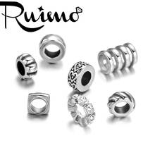 RUIMO-Cuentas espaciadoras sueltas en forma de corazón de estilo europeo, abalorios de anillo de 5mm de Metal de acero inoxidable para pulseras DIY, accesorios 2024 - compra barato