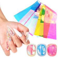 8PCS/Set Holographic Nail Art Transfer Foil Sticker Set Starry AB Paper Wraps Adhesive Decals Nails Decoration Accessories 2024 - buy cheap