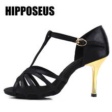 Hipposeus Girls Latin Dance Shoes for Woman Ladies Ballroom Modern Tango Dancing Shoes High Heels T Shoelace Salsa Practise Shoe 2024 - buy cheap