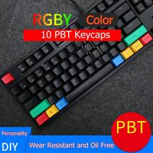 New 10 Piece RGBY Color PBT Keycaps Top Printed,Side Engraved,Black RGBY Mechanical Keyboard Keycaps 2024 - buy cheap