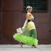Женская Тюлевая юбка-пачка, Длинная зеленая юбка-макси из тюля, готическая юбка для взрослых 2024 - купить недорого