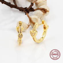 DoDoFly оригинальный 925 стерлингового серебра серьги золотые очаровательные сердца с кристаллами и заклепками в виде капель с кристаллами в форме женская свадебная, подарок, ювелирное изделие 2024 - купить недорого