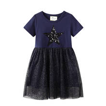 2022 Summer Girls Kids Dress Cartoon Star Pattern Short Sleeve Birthday Princess Dress Mesh Children Costume Kids Party Dresses 2024 - buy cheap