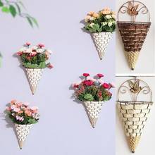 Wicker Flower Basket Wall Hanging Pot Rattan Vase Basket Wall Mount Basket 14x30cm Living Room Bedroom Decor 2024 - buy cheap