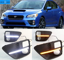 For Subaru WRX 2015 2016 2017,Yellow Turning Style Relay Waterproof 12V LED Car DRL Daytime Running Light with fog lamp hole 2024 - buy cheap