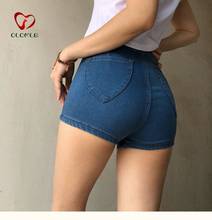 Shorts jeans feminino elástico, jeans curto stretch stretch algodão elástico casual verão 2024 - compre barato
