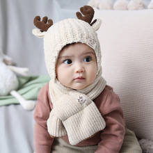 Touca de inverno para bebês com orelhas de cervo, chapéu macio de malha para meninos e meninas, chapéu gorro para crianças para recém-nascidos 2024 - compre barato