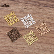 BoYuTe (100 Pieces/Lot) Metal Brass Stamping 15MM Square Filigree Findings Diy Handmade Jewelry Accessories Wholesale 2024 - buy cheap