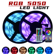 Светодиодные ленты Bluetooth Iuces LED RGB 5050, водонепроницаемая гибкая лента с диодами, 12 В постоянного тока, 5 м, 10 м, светодиодные лампы с Wi-Fi 2024 - купить недорого