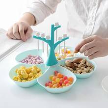 Bandeja de servir frutas com várias grades, recipiente criativo para lanches, nozes, pratos de natal com garfo de frutas 2024 - compre barato