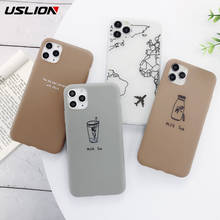 USLION Airplane, молочный чай, чехлы для iPhone 11 Pro Max X XR Xs Max, мягкий чехол из ТПУ с простыми буквами для iPhone 6 6s 7 8 Plus 2024 - купить недорого