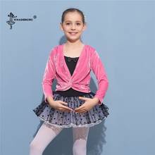 Модное балетное гимнастическое трико для девочек, куртка с длинными рукавами, танцевальная бархатная куртка, верхняя одежда, Детская Одежда для танцев, куртка для балета 2024 - купить недорого