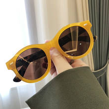 Rivet Vintage Round Sunglasses Fashion Shades Woman Trendy Sun Glasses Orange Luxury 2020 Thin Face Plastic Frame Eyewear Female 2024 - buy cheap