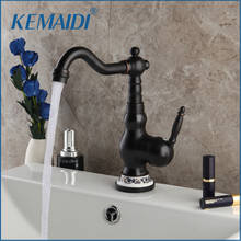 KEMAIDI черный ORN на бортике смеситель для воды с одной ручкой один кран для горячей и холодной воды резной кран для ванной комнаты 2024 - купить недорого