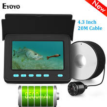 Eyoyo efpro 20m câmera subaquática para pesca, monitor lcd de 4.3 "para localização de peixes, 8 peças com luzes de led, bateria de lítio 110 graus, bateria de 10000mah 2024 - compre barato