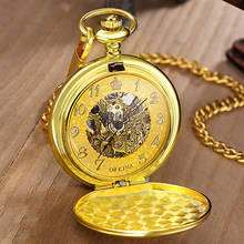 Reloj de bolsillo mecánico para hombre y mujer, pulsera con cadena y colgante, estilo Steampunk, Color dorado 2024 - compra barato