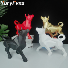 YuryFvna Nordic Modern Geometry Bull Sculpture Living Room Ox Statue Ornament Abstract Animal Desktop Crafts Gift of Ox Year 2024 - buy cheap
