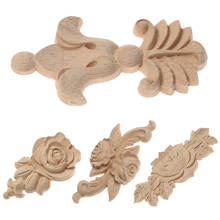 1 PC Corner Appliques Woodcarving Rose Flower Unpainted Floral Carved Wooden Crafts Furniture Ornament DIY Home Decoration 2024 - buy cheap