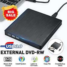 High Speed External USB 3.0 Flat Brushed external DVD RW Burner CD Writer Slim Portable Optical Drive for Laptop PC HP 2024 - buy cheap