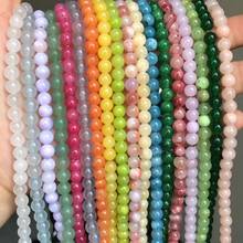 Natural Stone Multicolor Chalcedony Jades Round Loose Spacer Beads For Jewelry Making DIY Bracelet Earrings Accessories 15'' 2024 - buy cheap