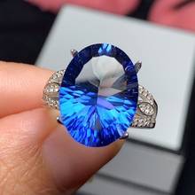 BOCAI Настоящее s925 чистое серебро ювелирные изделия инкрустированные с танзанитом Голубой топаз кольцо блестящее модное мужское кольцо 2024 - купить недорого