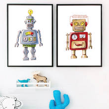 Cartoon Color Robot Wall Art Canvas Painting Nordic Posters And Prints Wall Pictures For Kids Baby Boy Girl Room Home Decor 2024 - buy cheap