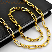 Collar de acero inoxidable SUNNERLEES, conjunto de pulsera, cadena de eslabones geométricos de 6,5mm, Color dorado, alto pulido, regalo para hombres y mujeres SC182 S 2024 - compra barato