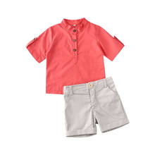Conjunto de ropa para niños recién nacidos, camiseta de manga corta para caballero, pantalones cortos rosas, 2 piezas, verano 2020 2024 - compra barato