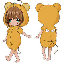 Fantasia de cosplay do anime card kinomoto sakura cernfc, macacão de verão para crianças e adultos, roupão com capuz, pijama novo 2024 - compre barato