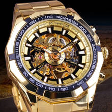 FORSINING Men's  Watch Gold Luxury Waterproof Stainless Skeleton Transparent Mechanical Wristwatch Reloj Automatico Hombre Saati 2024 - buy cheap