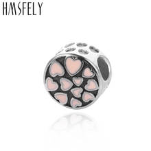 HMSFELY 316L Stainless Steel Women's Charm Big Hole Beads For DIY Bracelet Necklace Jewelry making Accessories Pink Heart Beads 2024 - buy cheap