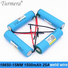 Turmera-cable de soldadura con batería de litio, 18650, 1500mAh, 25A, INR18650-15MM, 12V, 14,4 V, 18V, 21V, 25V, destornillador, baterías de taladro 2024 - compra barato