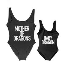 Maiô combinação mãe e bebê de dragões, mãe e filha, traje de banho feminino sem mangas, biquíni, garota, pai, filho 2024 - compre barato