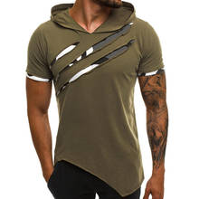 Camiseta con capucha para hombre, ropa de calle informal ajustada de manga corta, 3XL de talla grande, de verano 2024 - compra barato
