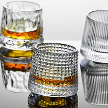 Copo giratório 360 ° para vinho, copo de vidro transparente esculpido em cristal para uso doméstico, uísque, água, bar, clube, cerveja 2024 - compre barato