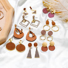 Korean Brown Geometry Drop Earrings Round Dangle Wedding Jewelry Women Fashion Statement fabric Earrings for women Wholesale 2024 - buy cheap