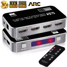 Аудиопереключатель toslink spdif, цифровой аудио-переключатель HDMI ARC 4 в 1 HDMI 2,0 HDR переключатель с дистанционным управлением 4K 60 Гц HDCP 2,2 ARC 2024 - купить недорого