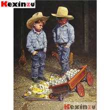 Kexinzu 5D DIY Square/Round Diamond Painting "Cowboy kid" Full 3D Embroidery handcraft work Cross Stitch Home Decor #7846 2024 - buy cheap