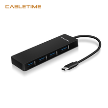 Cabletime 4 порта USB 3,0 концентратор тонкий концентратор данных Type-C для Mac Pro/mini iMac Surface Pro XPS ноутбук ПК USB флэш-накопители N316 2024 - купить недорого